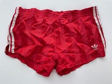 VINTAGE ADIDAS 1980'S RUNNUNG FOOTBALL SHORTS NYLON RED SIZE M ADULT