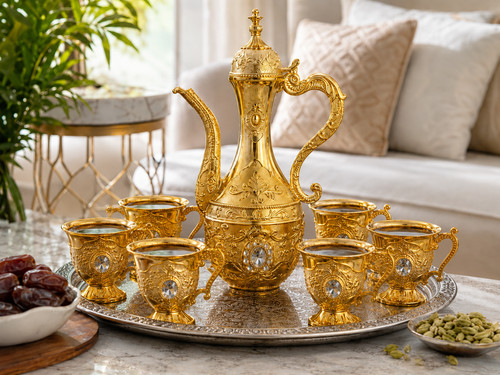 Vintage turkish tea set with - tea, 6