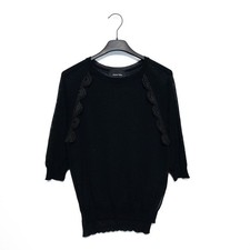 Simone Rocha Black Made In Italy Crochet Trim Sheer Knit Top - Size XS 4 6