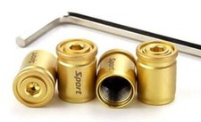 Satin GOLD Alloy Locking Dust Valve Wheel Caps (DC7G) fits Classic (B)