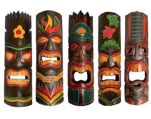 Hawaiian tiki mask - tiki, wall