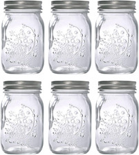 6 Pack Mason Jars 17Oz with