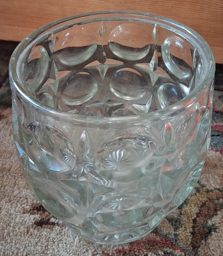 Vintage clear glass vase pot - clear,