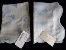 Pratesi mini pillow case PAIR platinum blue cotton jacquard wavy edge sham NEW