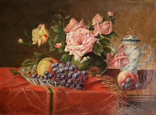 Antique oil painting fine - oil,