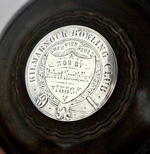 Pair Lignum Vitae Lawn Green Silver Trophy Bowls. Kilmarnock Bowling Club 1880