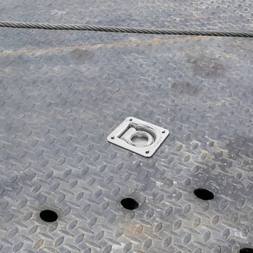 Trailer tie down anchor - down,