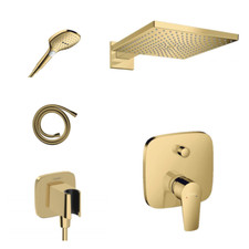 Hansgrohe Shower Set Porter Gold with Wall or Ceiling Connection