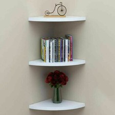 Large 3Pcs Floating Corner Shelf Shelves Wooden Wall Storage Display Shelf Unit