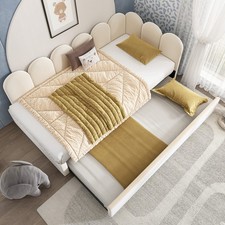 3FT Single DayBed Upholstered Sofabed, Sofa with Pull out Trundle Bed Frames