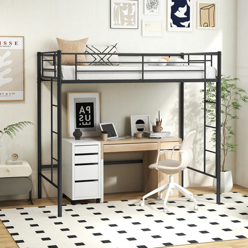 Metal loft bed frame - bed,