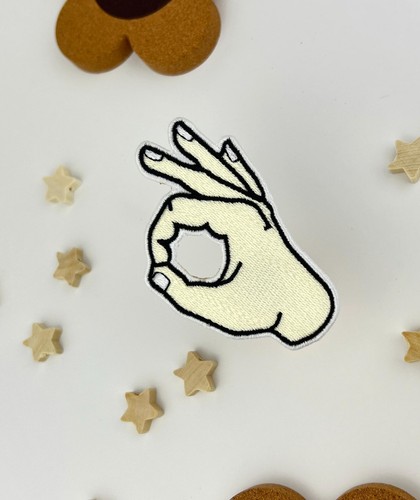 Gotcha hand embroidered patch - hand,