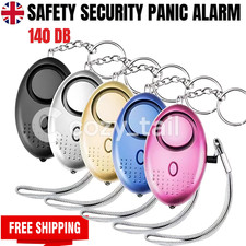 Personal Alarm Self Defence Keychain Panic Alarm for Women,Kids LED Light BLACK