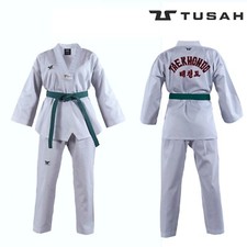 Tusah Adult WT Taekwondo Dobok V-Neck Embroidered Back Suit White TKD Uniform