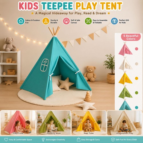 Kids canvas teepee tent - kids,