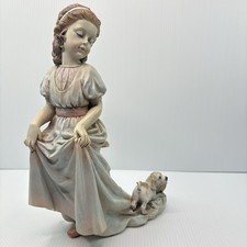 Home Interiors 2004 Elena and Scooter Figurine #12240 Girl with Dog 12.5" Tall