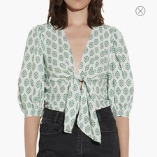 SANDRO Printed Cropped Linen