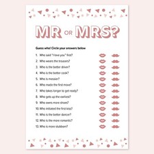 Mr or Mrs, Hen Party Games, Quiz Hen Do, Bridal Party Accessory, Bride or Groom