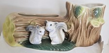 Vintage Woodland Squirrel Log Planter Hornsea Pottery Glazed Porcelain #102  