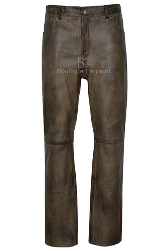 Men leather pant - leather, brown