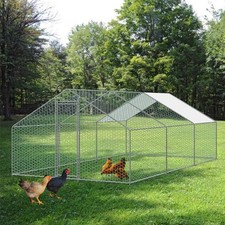 LARGE OUTDOOR METAL WALK IN CHICKEN HEN POULTRY COOP RUN CAGE PEN HUTCH KENNEL