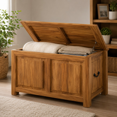 Wooden storage chest bench - storage,