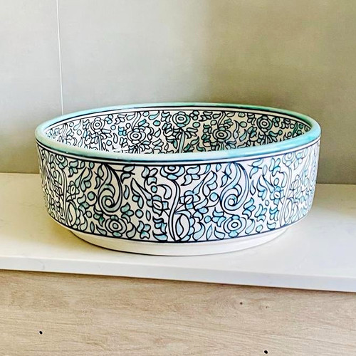 Moroccan ceramic round vessel - moroccan,