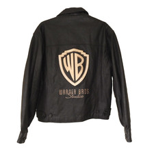 Vintage Warner Bros Studios 1990s Leather Jacket Mens Medium Brown Casual