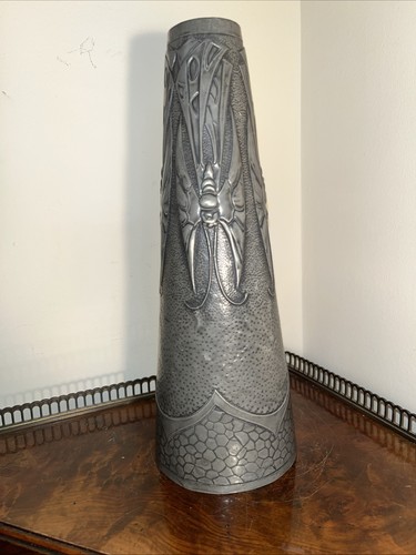 French art nouveau pewter vase - french,