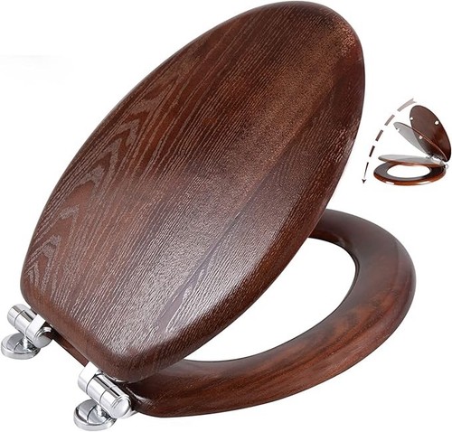 Elongated wood toilet seat - wood,