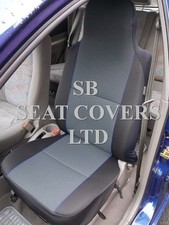 TO FIT A RENAULT TWIZY, CAR SEAT COVERS, CHARCOAL EBONY + BLUE PIPING