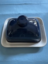 I Lightly Used Denby  Denim Blue Boston  Blue Butter Dish