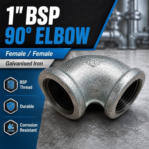 Bsp galvanised elbow - 1”,