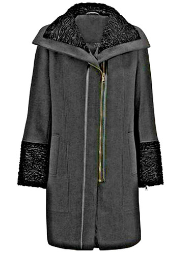 Black wool blend crinkle - wool,