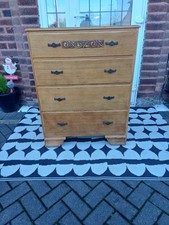 Vintage Art Deco Oak Chest Of Drawers Tallboy Can Deliver
