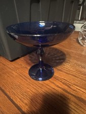 Cobalt Blue Glass Compote Decorative Serving Dish