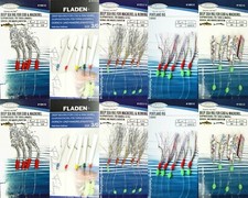10 Fladen Silver & White Rigs Mackerel Feathers Lures Cod Sea Fishing Traces