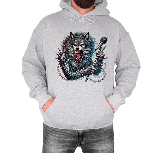 Vintage rock wolf mens - vintage, hoodie