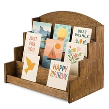 4-Tier Wooden Card Holder  Greeting Card Display Stand for Retail, Postcards