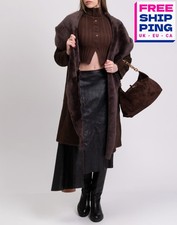 RRP €1430 OLIVIERI Sophie Shearling Coat IT44 US8 UK12 L Garment Dye Hooded