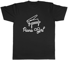 Piano Girl Scribble Drawing Music Notes Keys Mens T-Shirt Tee Gift Top