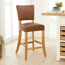 Manor Oak Vintage Tan Brown Leather Counter Bar Stool - Kitchen Dining  BAR-93 -
