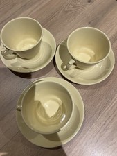3 x Vintage Woods Ware Jasmine Yellow Cups & Saucers