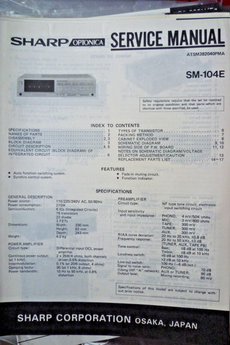 Sharp 104e amplifier - sharp, sm-104e
