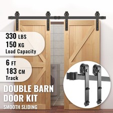 VEVOR Barn Door Hardware Kit Barn Door Kit 6 FT Carbon Steel for Double Doors