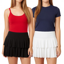 Rara Mini Skirt Black Ladies Layered Club Frill Elasticated Summer party club