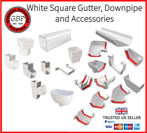 Square white gutter 114mm - white,