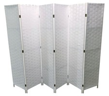HAND MADE SOLID STYLE WICKER ROOM DIVIDER / PRIVACY SCREEN - WHITE 4/6 PANELS