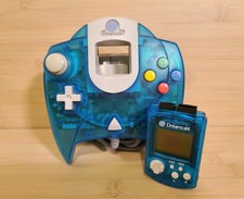Clear Blue Sega Dreamcast Controller & VMU PAL Dream Arena - Tested Working
