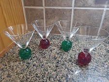 Martini Glass Controlled Bubble Ball Stem Set Of 4–Green & Red